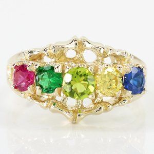 Vintage 14K Yellow Gold 5-Gemstone Cocktail / Birthstone / Mother's Ring